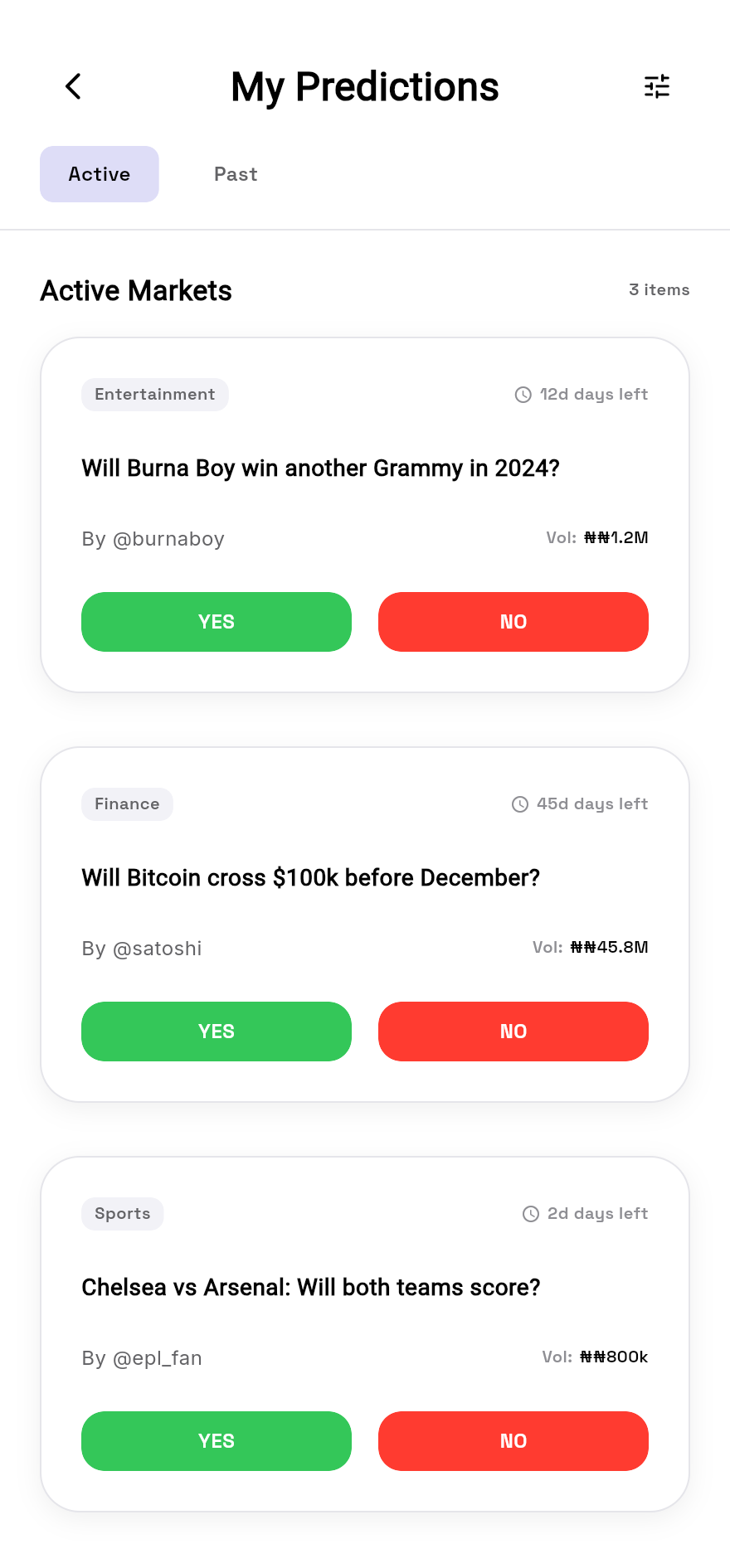 TPredMarket Home Screen